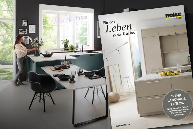Zeitgemäße Nolte Einbauküche mit Küchenjournal als Inspiration. Hochwertige Küchenplanung mit modernen Designs, viel Stauraum und praktischen Lösungen.